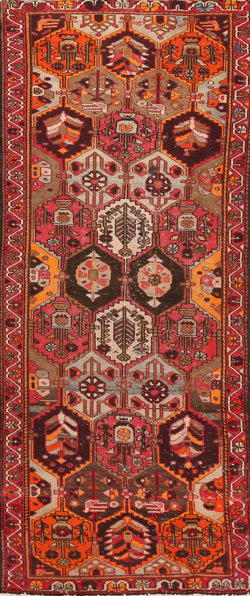 Handmade Wool Bakhtiari Persian Runner Rug 3x10