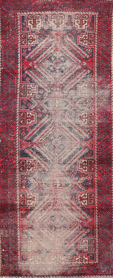 Navy Blue & Red Balouch Persian Runner Rug 3x10