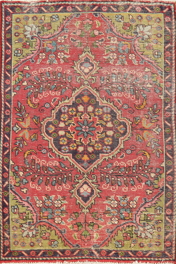 Distressed Wool Floral Tabriz Persian Rug 3x5