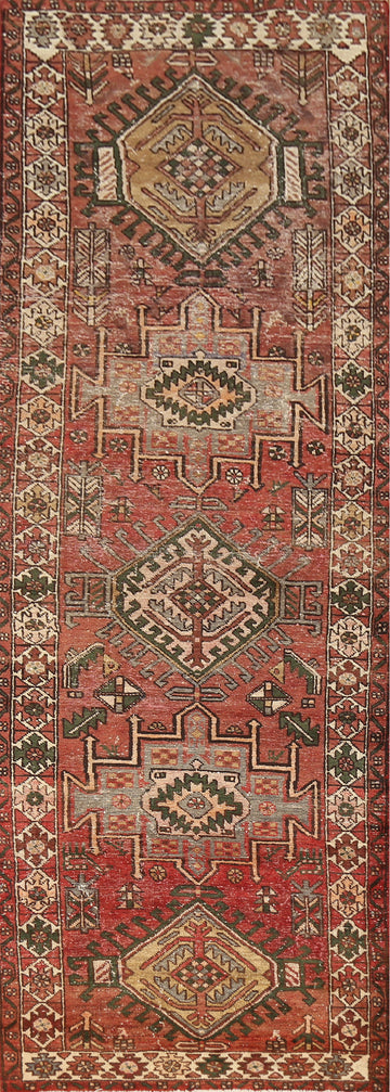 Geometric Hamedan Persian Runner Rug 3x11