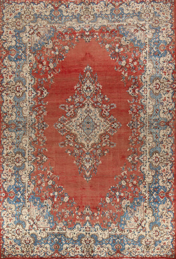 Floral Medallion Kerman Persian Area Rug 9x13