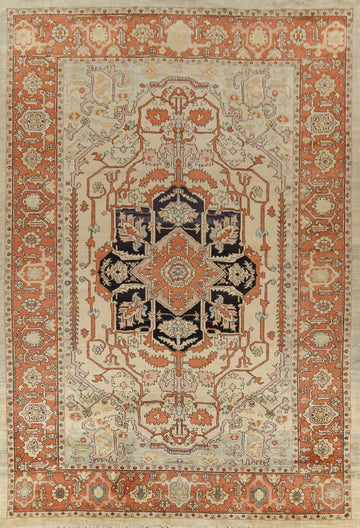 Vegetable Dye Wool Heriz Serapi Persian Large Rug 10x14