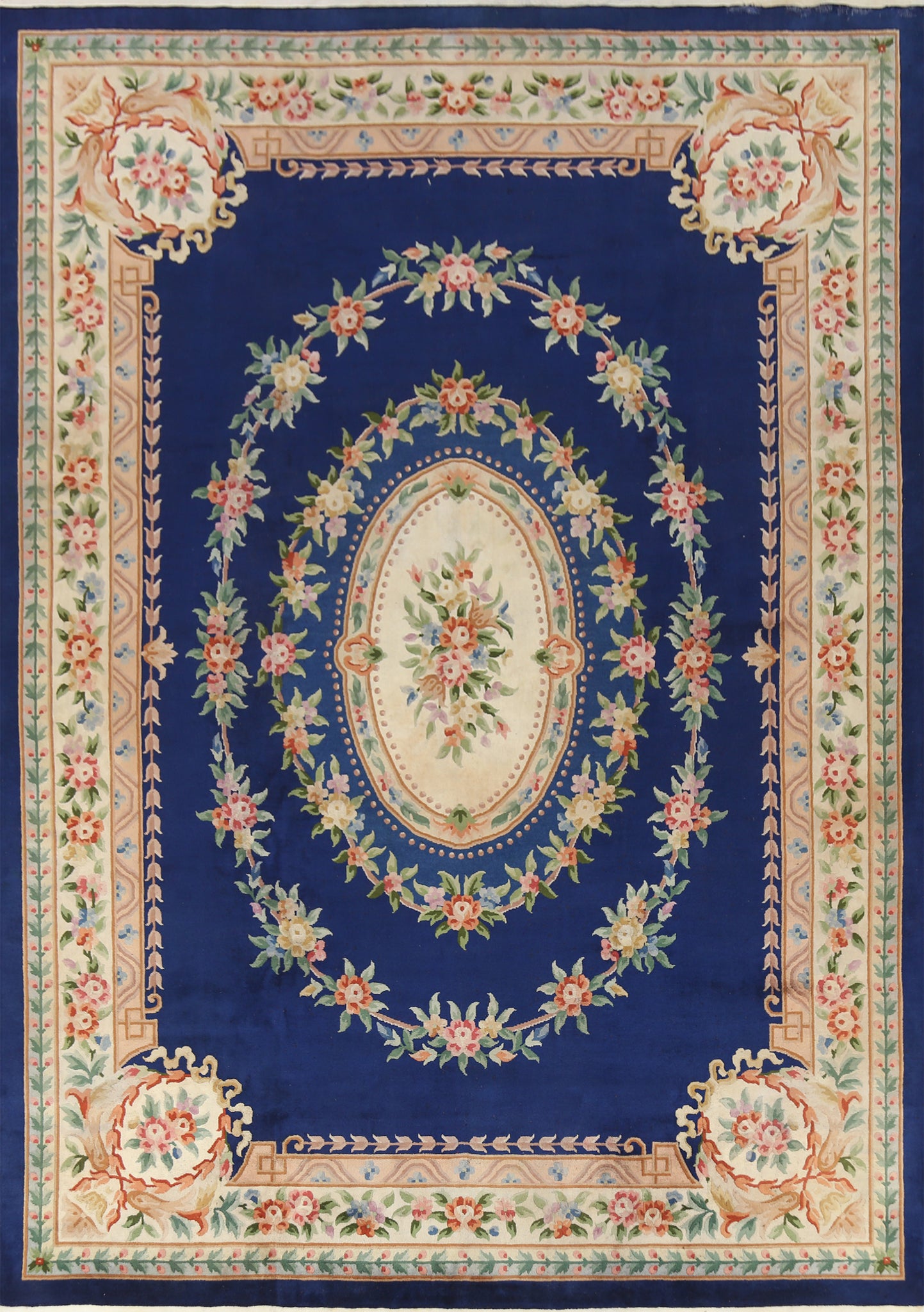 Blue Handmade Art Deco Chinese Area Rug 9x12