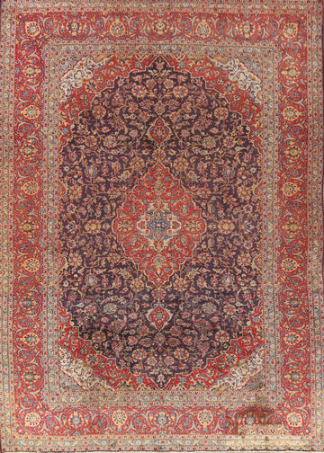 Floral Blue Kashan Persian Area Rug 10x12