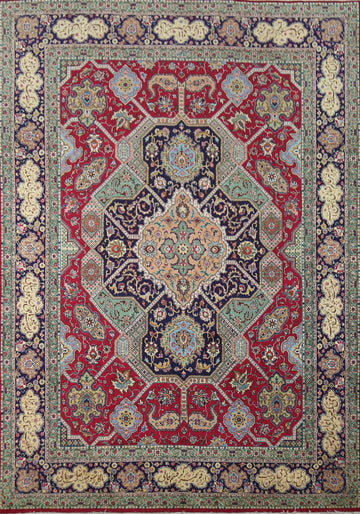 Vintage Geometric Tabriz Persian Area Rug 10x13