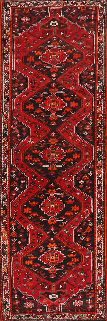 Tribal Geometric Qashqai Persian Runner Rug 3x12