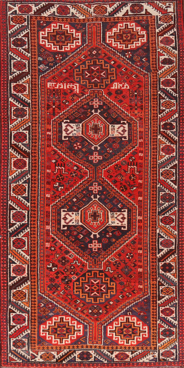 Tribal Geometric Shiraz Persian Runner Rug 4x9