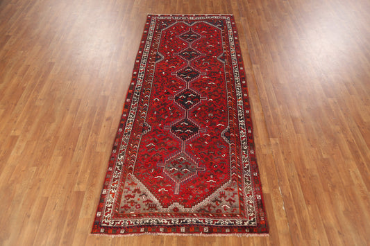 Tribal Geometric Qashqai Persian Runner Rug 4x9