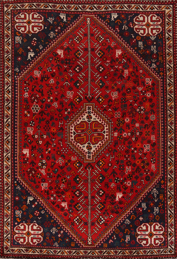 Red Tribal Wool Shiraz Persian Area Rug 7x10