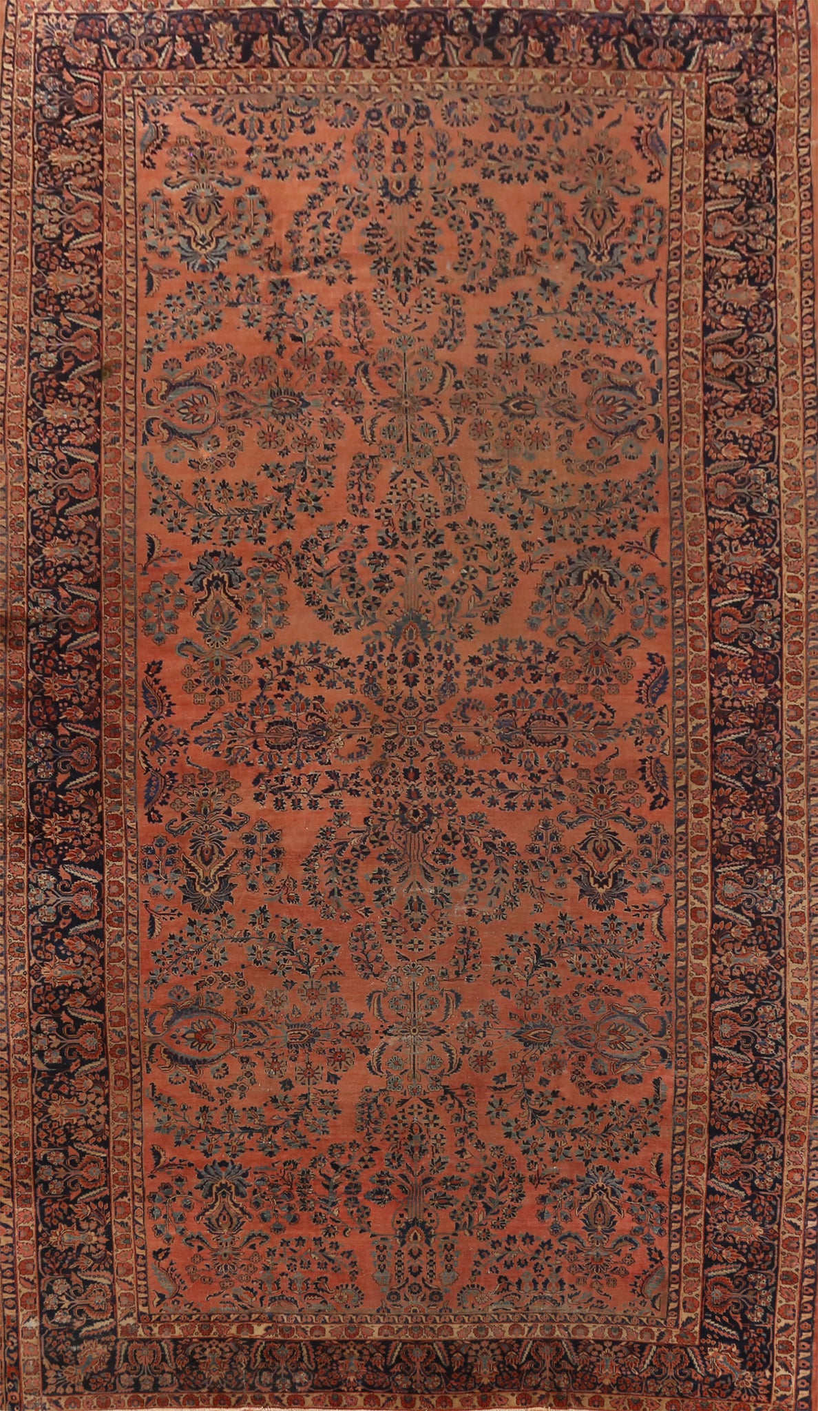 Pre-1900 Vegetable Dye Sarouk Persian Large Rug 11x19
