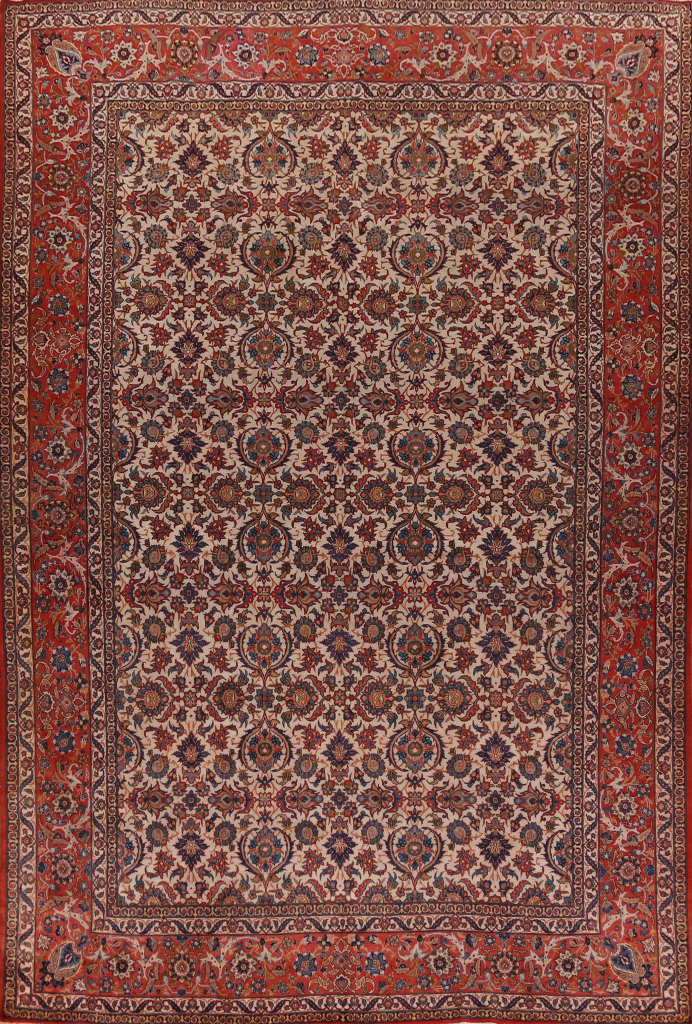 Vegetable Dye Floral Isfahan Persian Large Rug 11x16