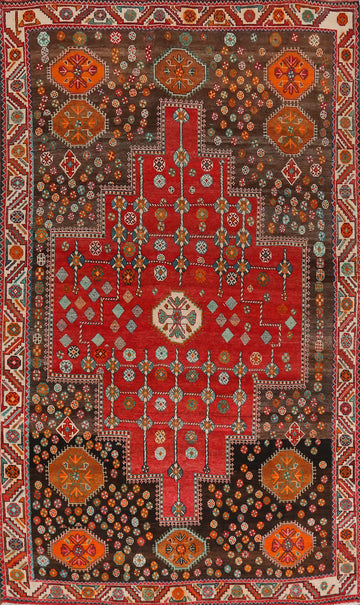 Vintage Geometric Shiraz Persian Area Rug 6x10