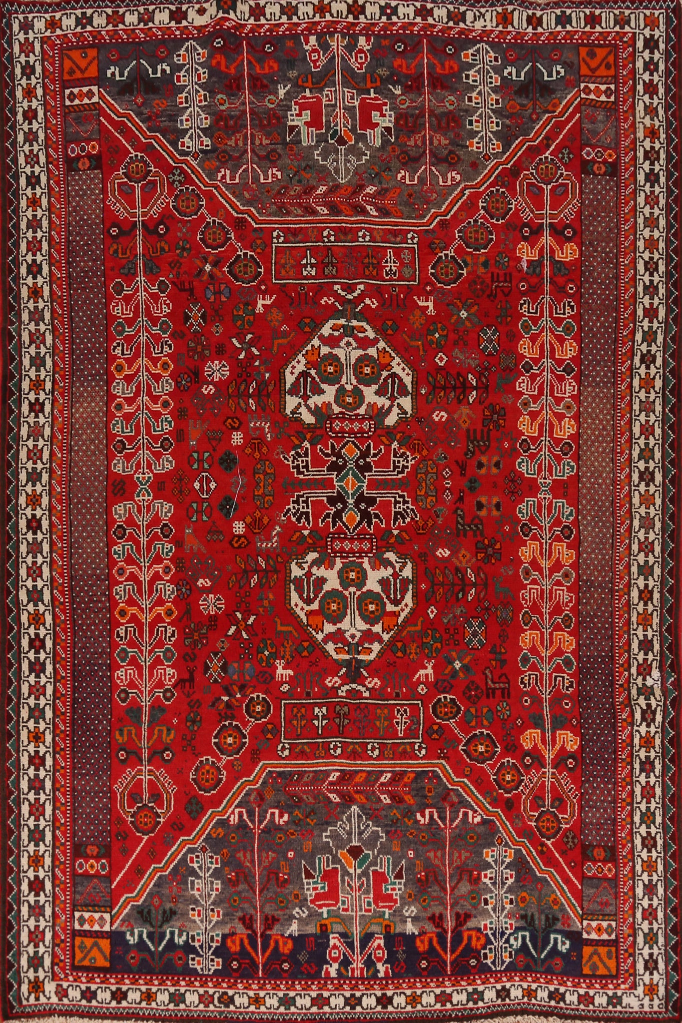Tribal Geometric Qashqai Persian Area Rug 6x9