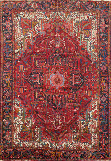 Geometric Red Heriz Persian Area Rug 8x11