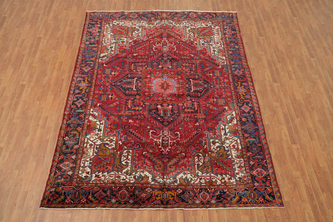 Geometric Red Heriz Persian Area Rug 8x11