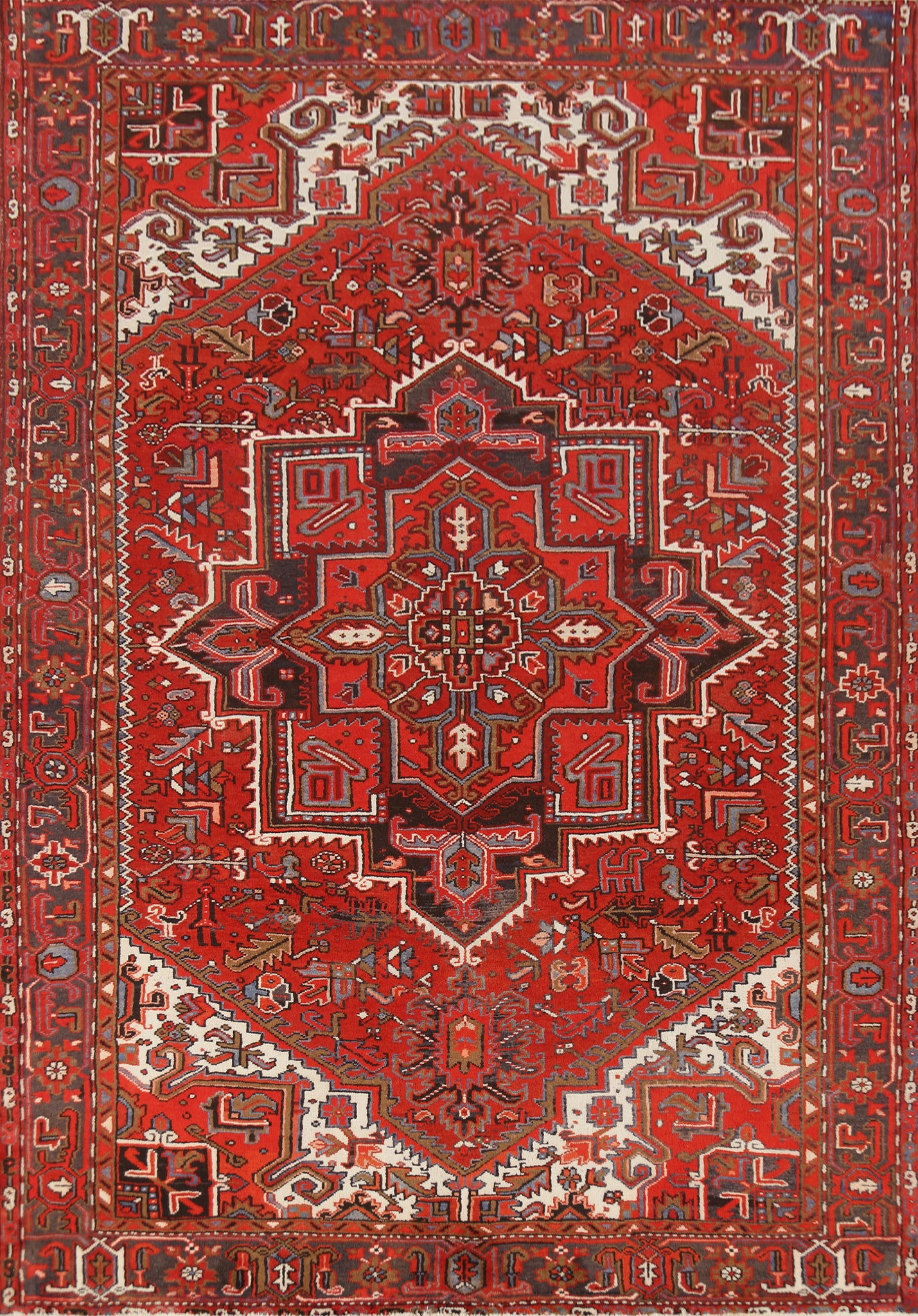 Handmade Wool Heriz Persian Area Rug 7x10