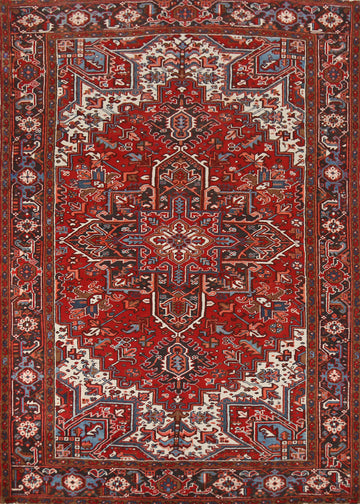 Geometric Red Heriz Persian Area Rug 7x9