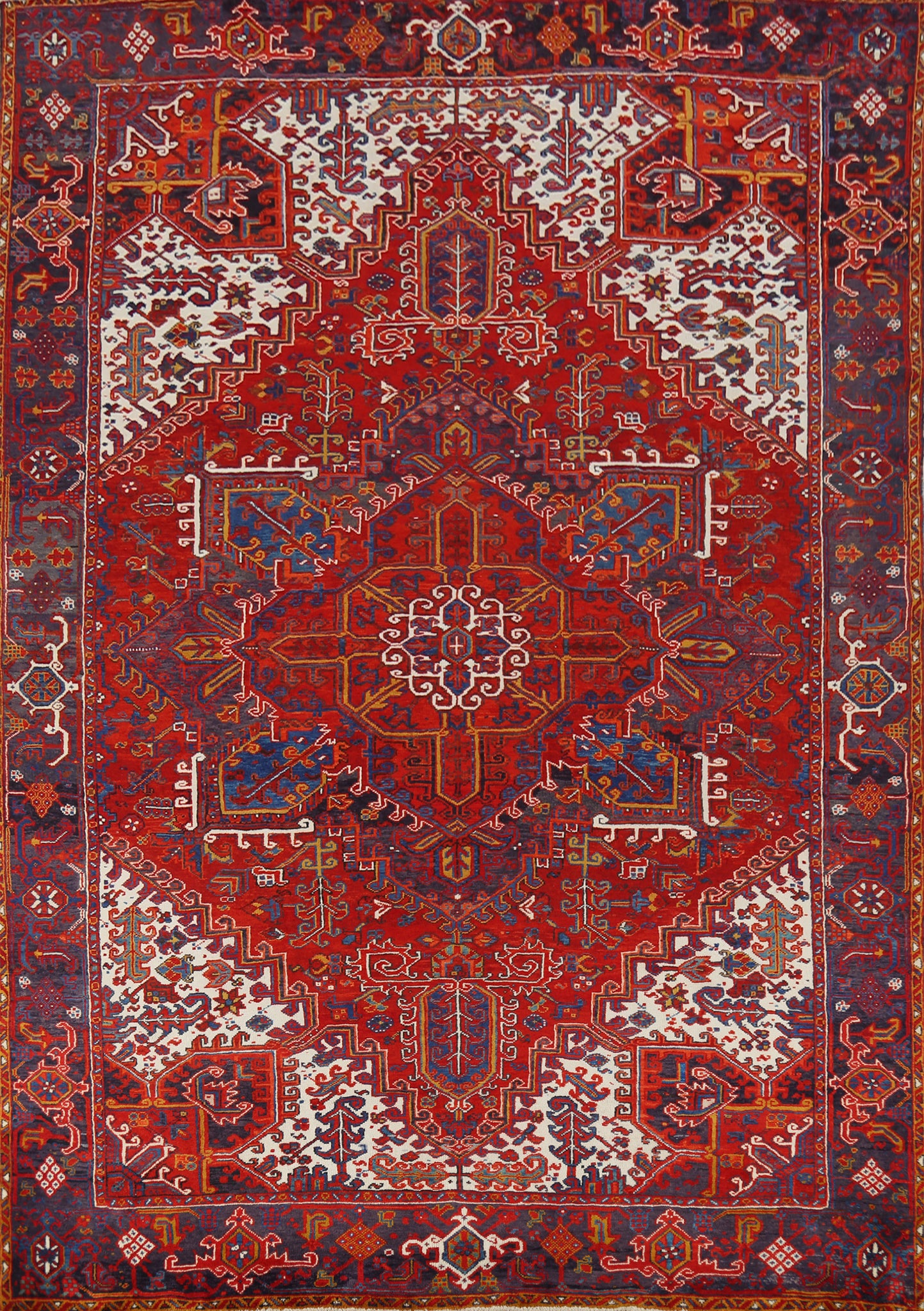Geometric Red Heriz Persian Area Rug 9x11