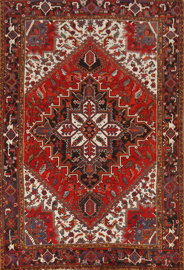 Geometric Wool Heriz Persian Area Rug 7x10