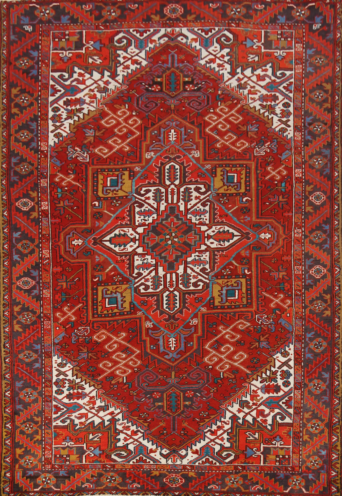 Red Geometric Heriz Persian Area Rug 8x10