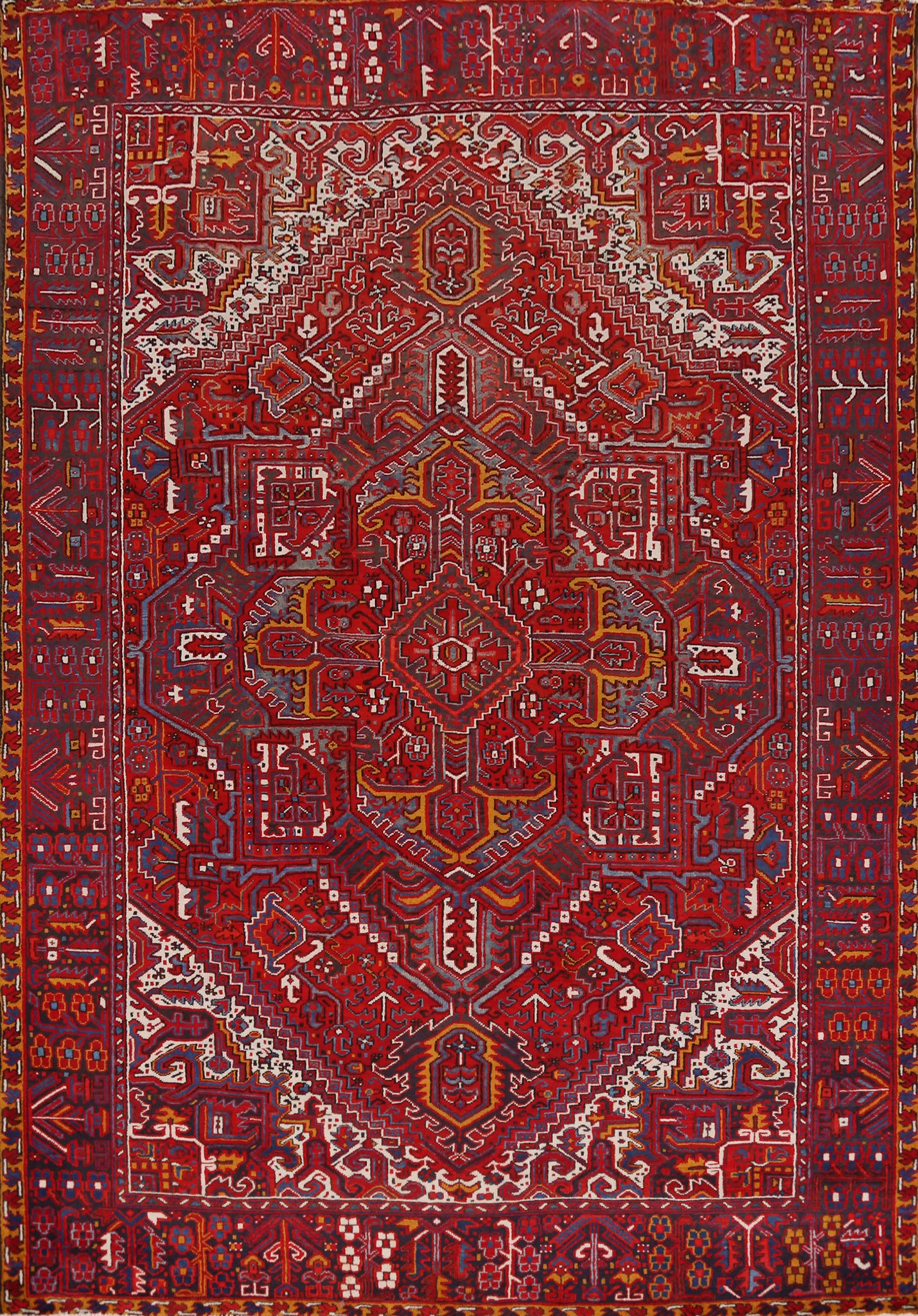Handmade Red Wool Heriz Persian Area Rug 8x11