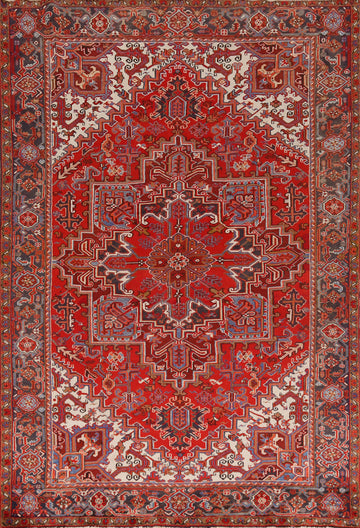 Geometric Wool Heriz Persian Area Rug 7x9