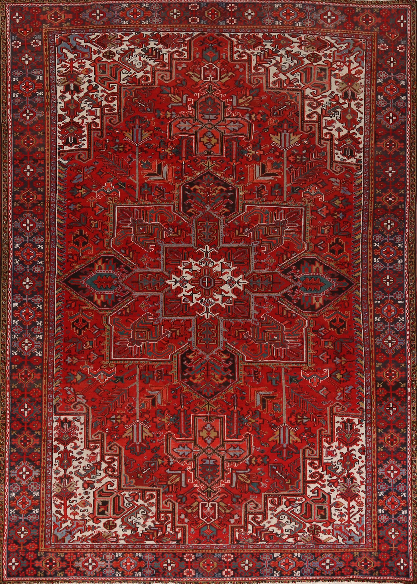 Geometric Red Heriz Persian Area Rug 9x13