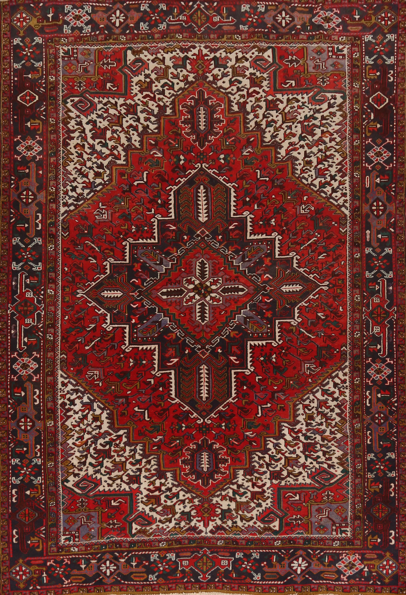Vintage Wool Heriz Persian Area Rug 7x10