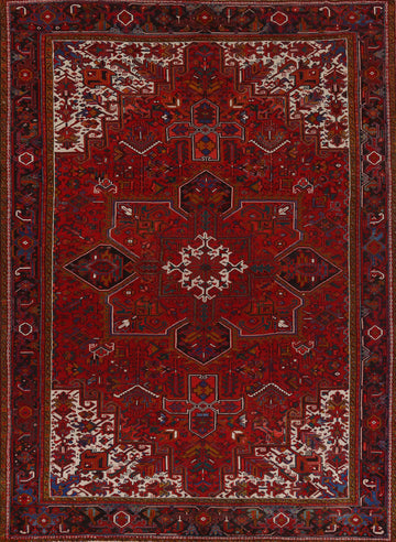 Handmade Red Wool Heriz Persian Area Rug 10x13