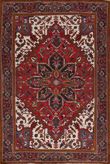 Handmade Red Heriz Persian Area Rug 7x10