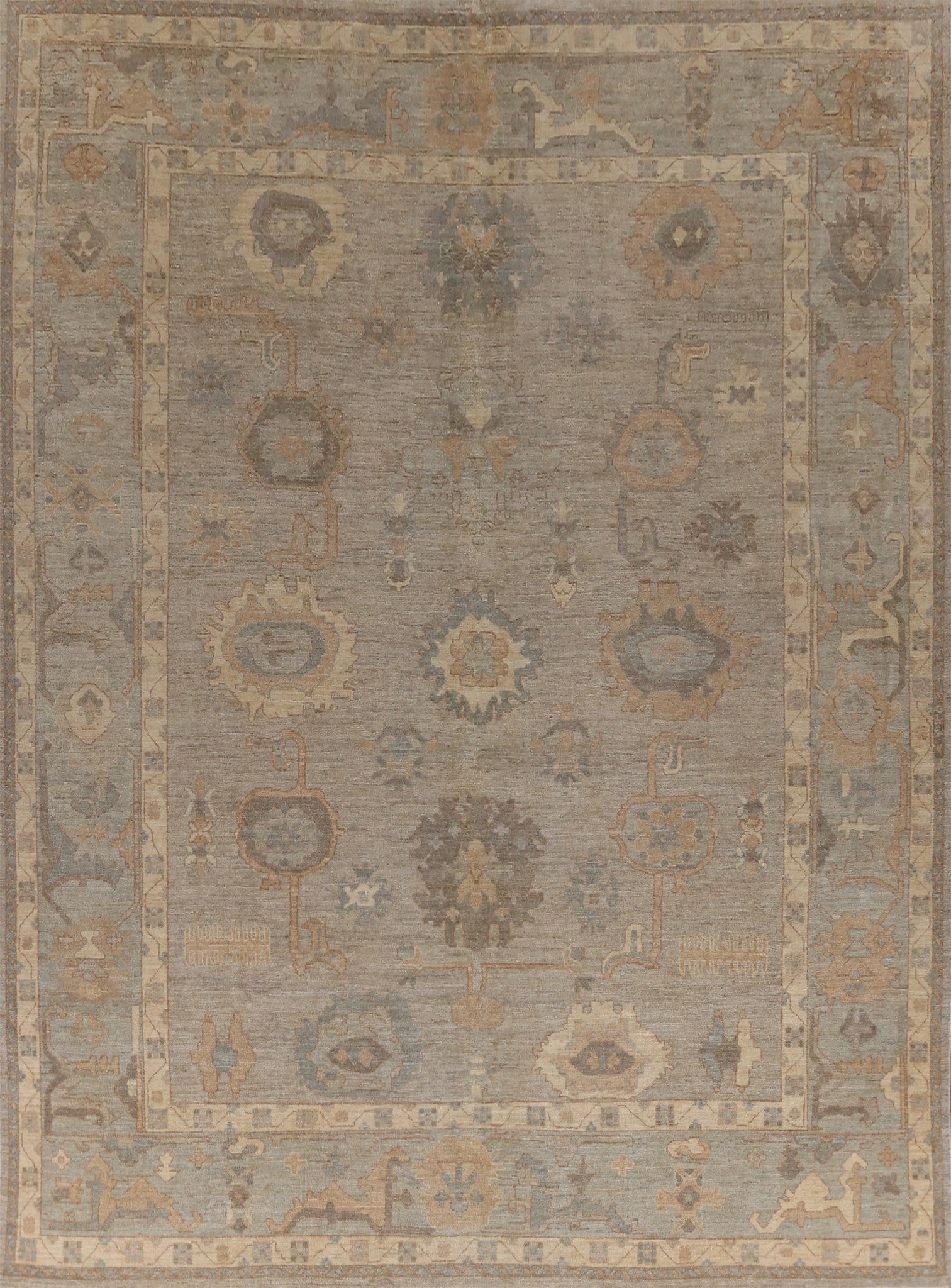 Vegetable Dye Wool Oushak Turkish Large Rug 12x14