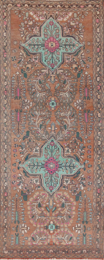 Vintage Wool Hamedan Persian Runner Rug 4x10