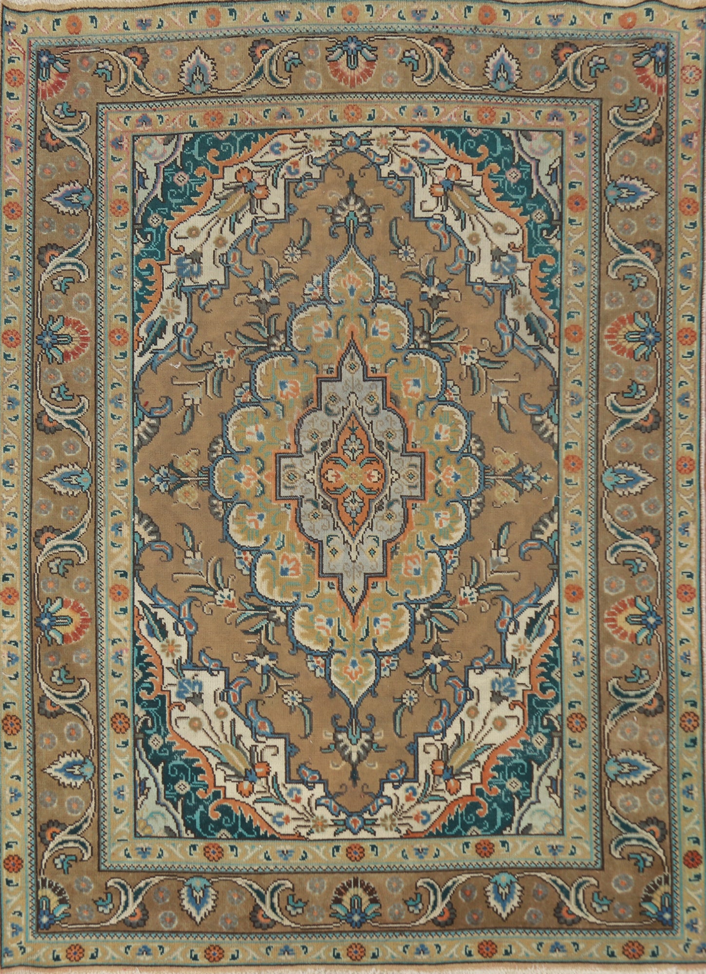 Traditional Brown Tabriz Persian Rug 5x6