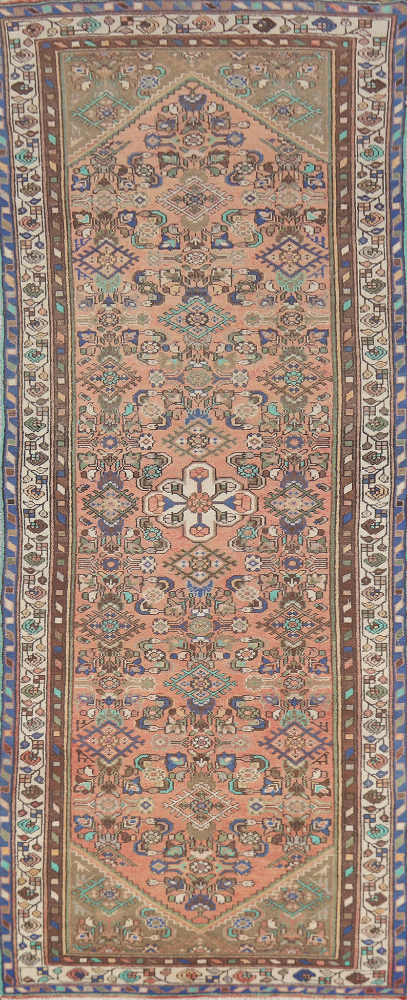 Geometric Hamedan Persian Runner Rug 3x10