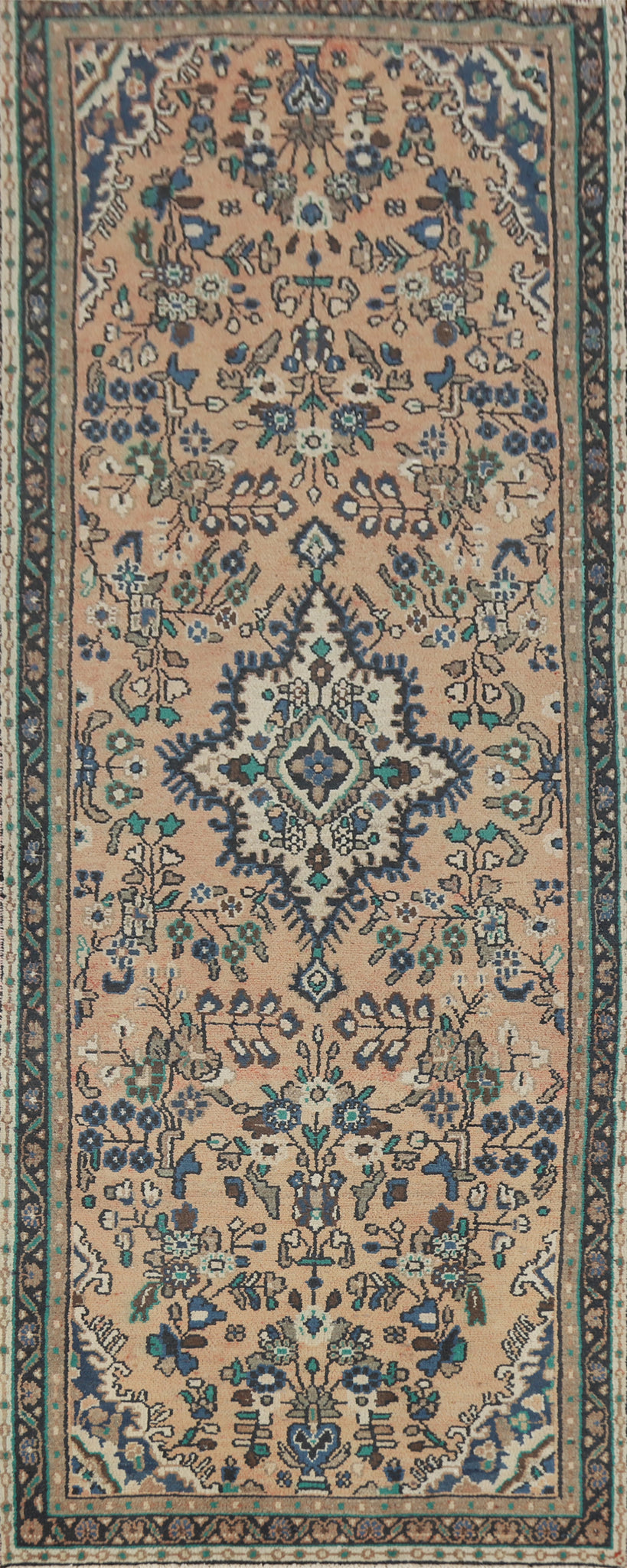 Vintage Wool Hamedan Persian Runner Rug 3x10