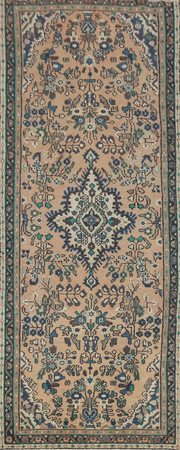 Vintage Wool Hamedan Persian Runner Rug 3x10