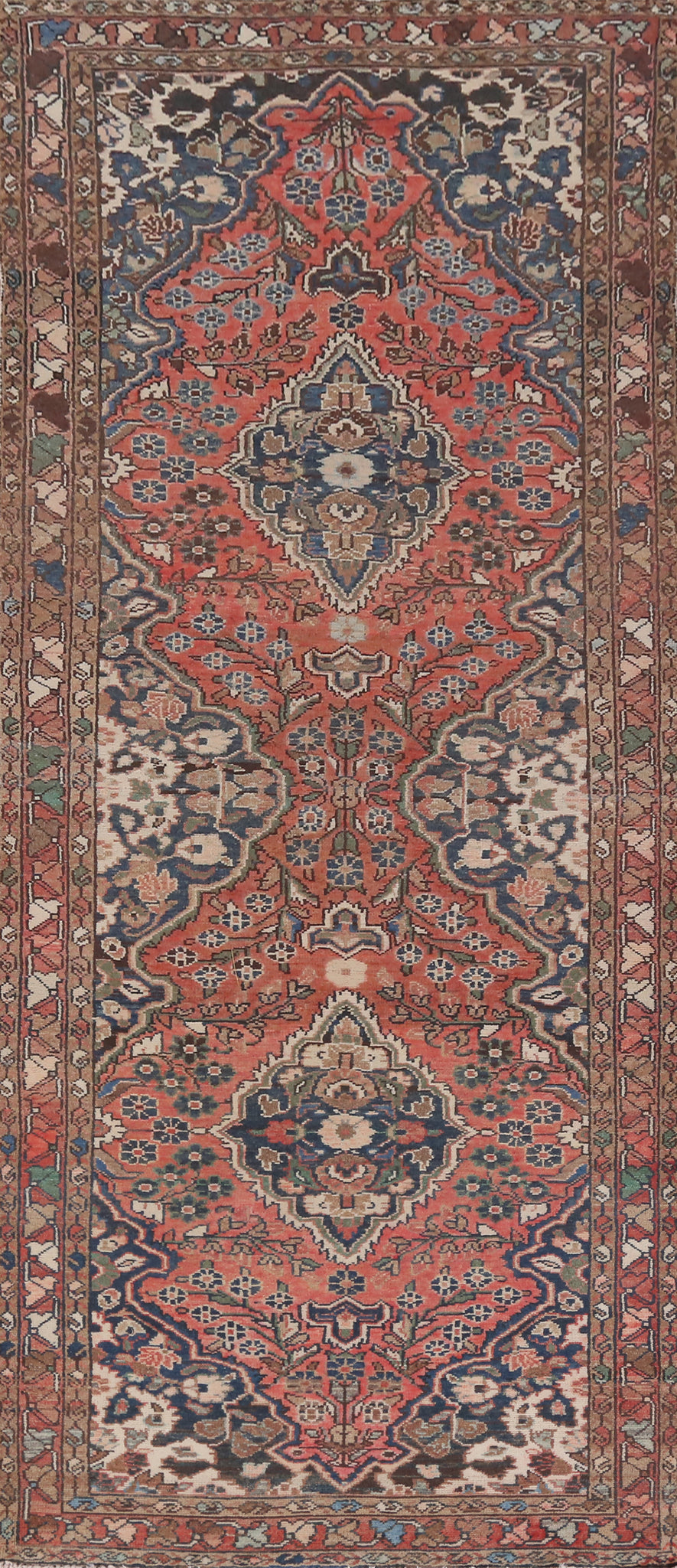 Floral Wool Hamedan Persian Runner Rug 4x10