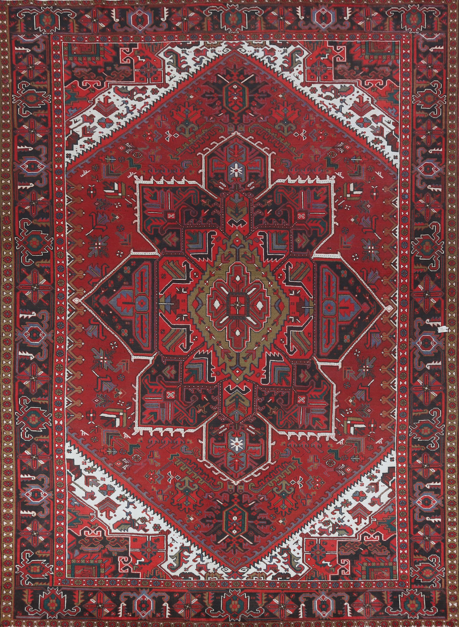 Vintage Geometric Heriz Persian Area Rug 10x12