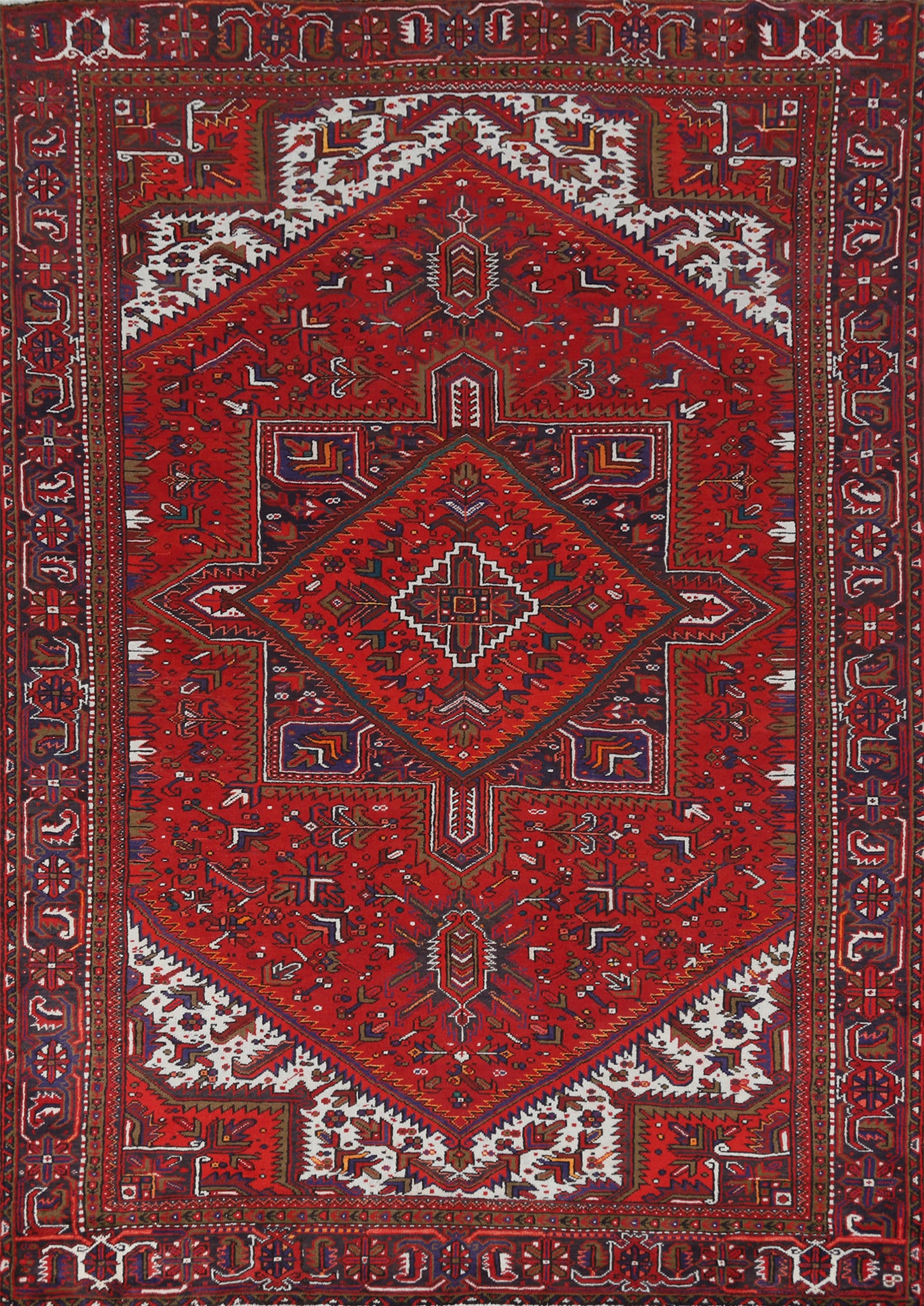 Red Geometric Heriz Persian Area Rug 8x11