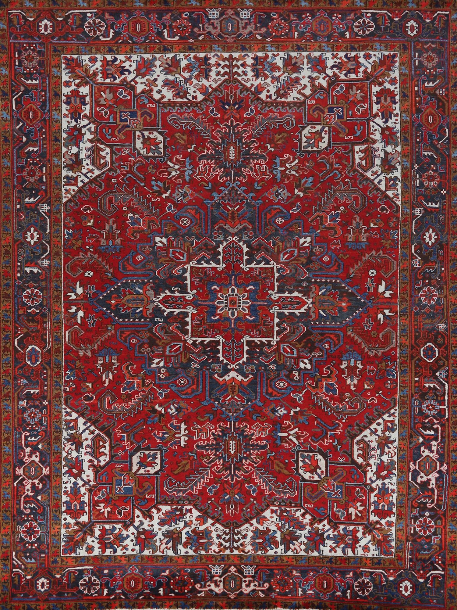 Vintage Geometric Heriz Persian Area Rug 8x10