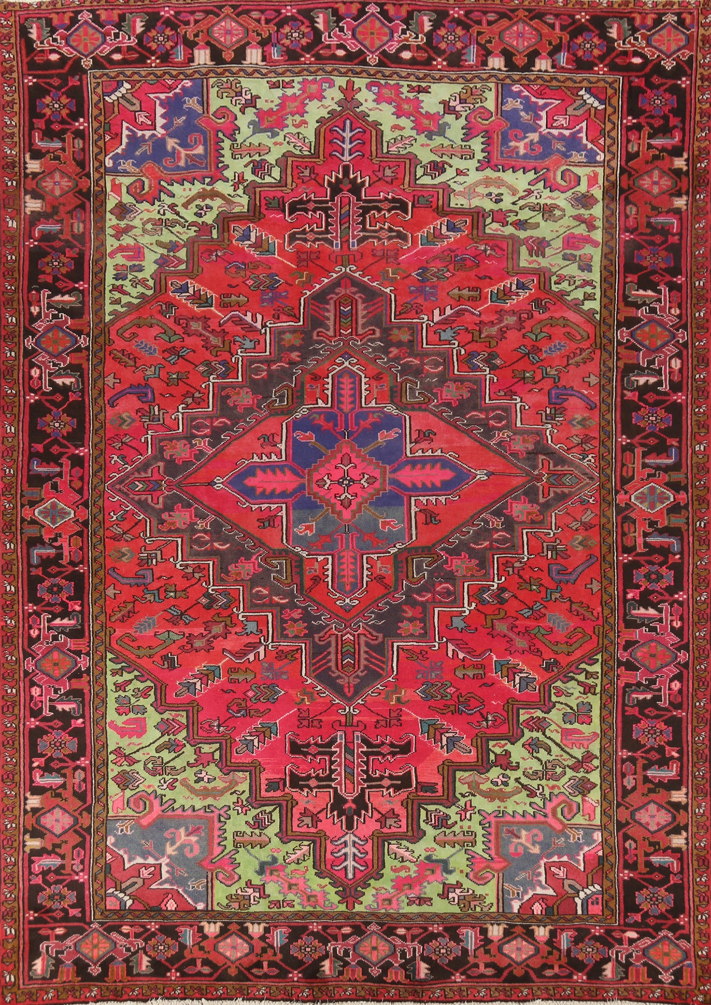 Vintage Geometric Heriz Persian Area Rug 8x11