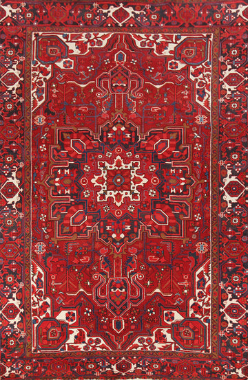 Vintage Red Heriz Persian Area Rug 7x11