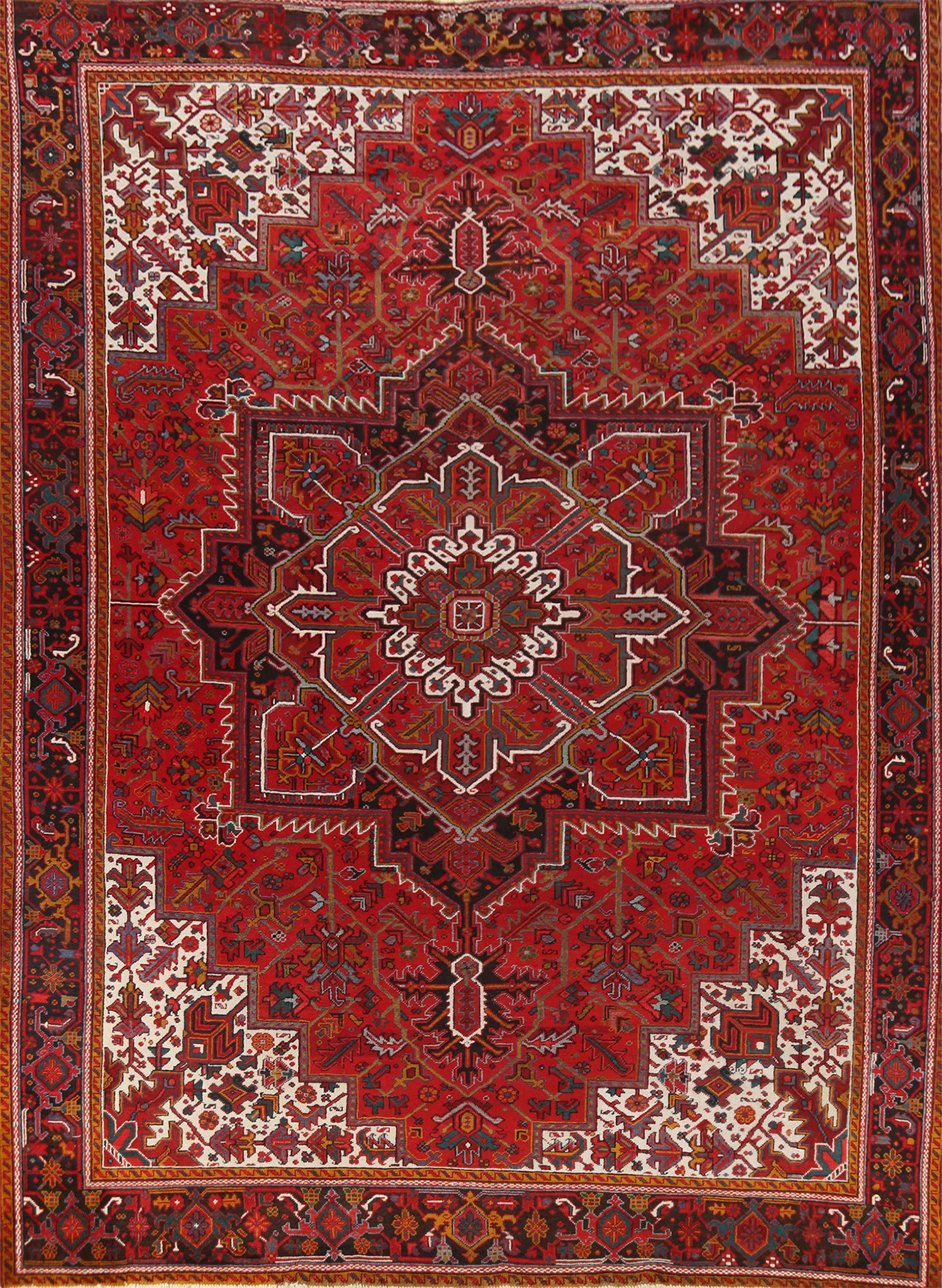 Red Geometric Heriz Persian Area Rug 10x13