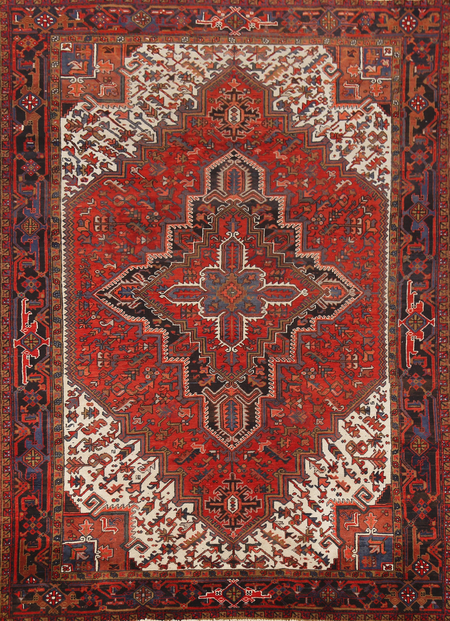Vintage Geometric Heriz Persian Area Rug 8x11