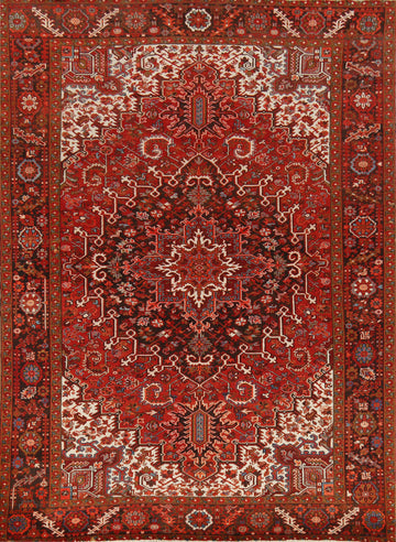 Handmade Geometric Heriz Persian Area Rug 9x11