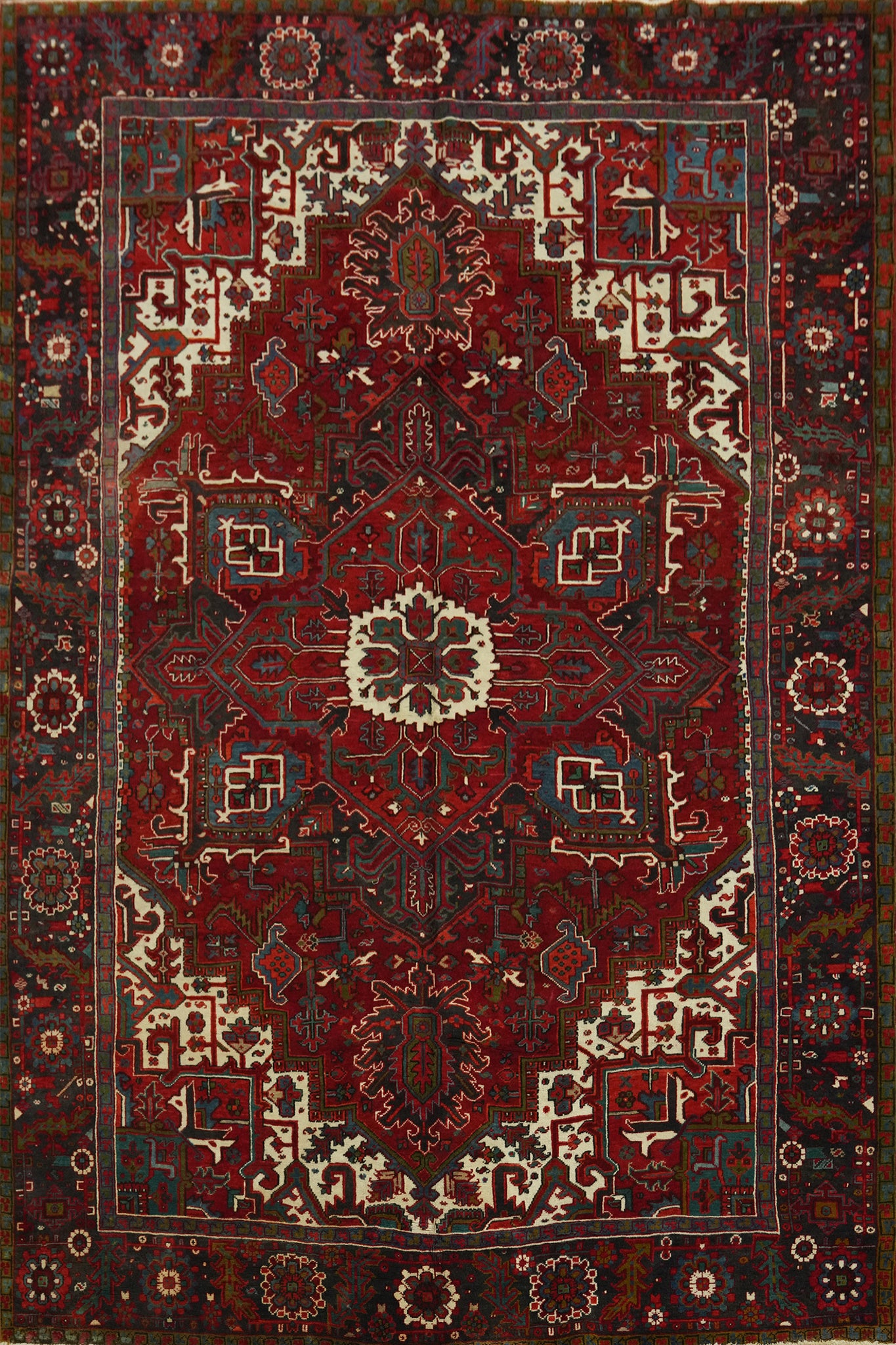 Red Wool Heriz Persian Area Rug 8x11