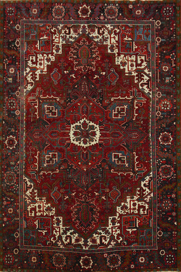 Red Wool Heriz Persian Area Rug 8x11