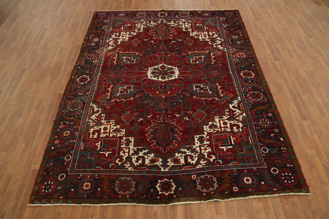 Red Wool Heriz Persian Area Rug 8x11