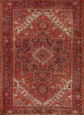 Geometric Red Heriz Persian Area Rug 10x13