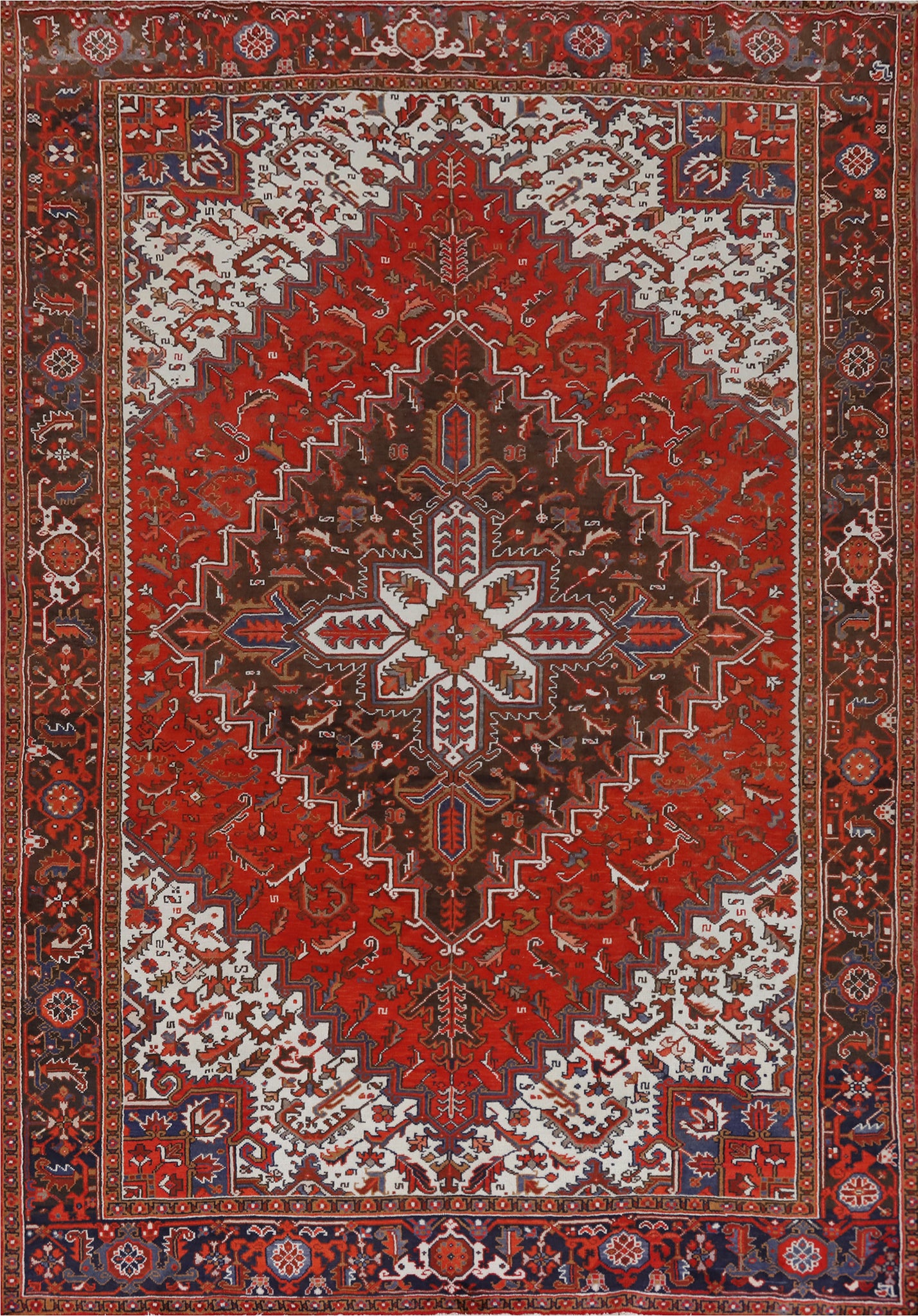 Vintage Red Wool Heriz Persian Area Rug 8x11